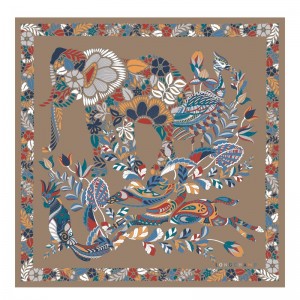 Longchamp Forêt Longchamp Silk Scarf 50 Clay | MI1873495