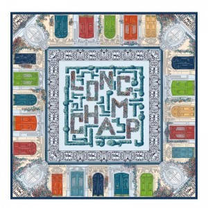 Longchamp Jardin Parisien Silk Scarf 90 Verde Menta | VI1723495