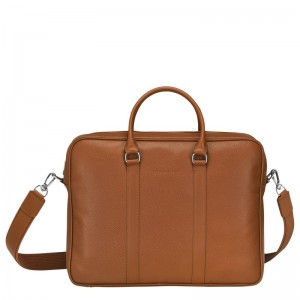 Longchamp Le Foulonné M Briefcase Caramel | KZ4619270