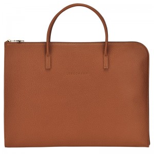 Longchamp Le Foulonné S Briefcase Caramel | ON1970482