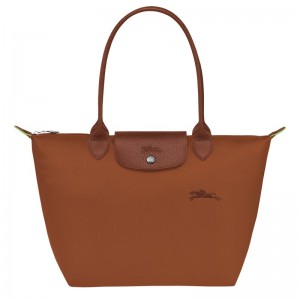 Longchamp Le Pliage Green M Tote Bag Cognac | EH8906345