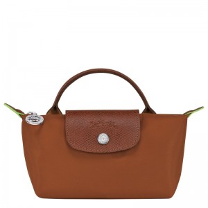 Longchamp Le Pliage Green Pouch With Handle Cognac | HL9751432