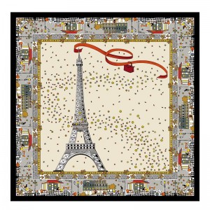 Longchamp Le Pliage In Paris Silk Scarf Ecru | UE2493506