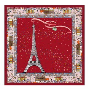 Longchamp Le Pliage In Paris Silk Scarf Tomato | NE5187903