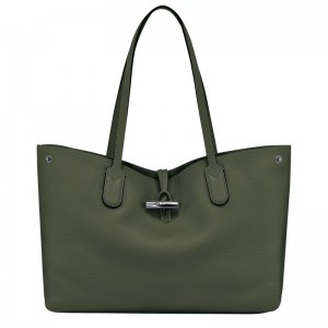 Longchamp Le Roseau Essential L Tote Bag Kaki | QK9476583