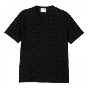 Longchamp Logo Large T-shirt Negras | BL3401895