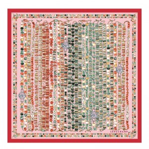 Longchamp Pearl Necklace Silk Scarf 50 Tomato | BZ8024153