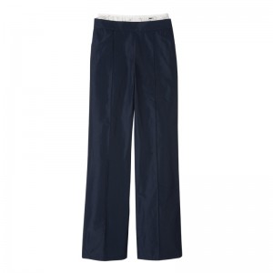 Longchamp Straight Pants With Patch Azul Marino | SA7685290