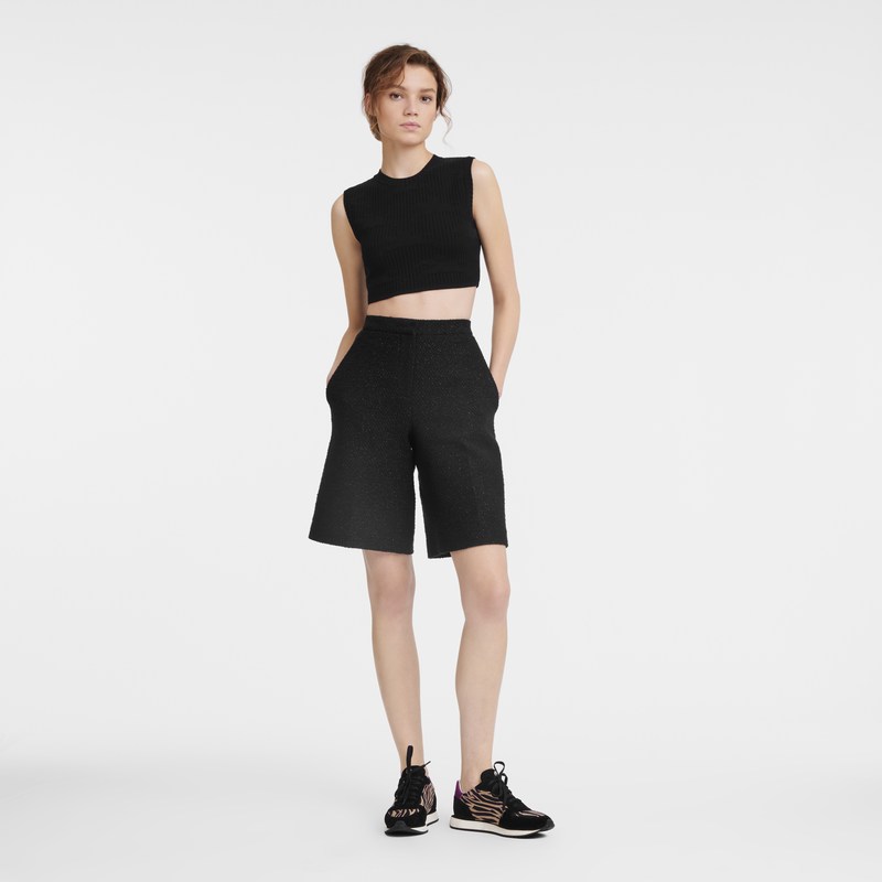 Longchamp Bermuda Shorts Negras | KY9342786