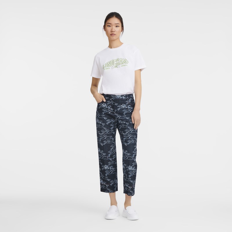 Longchamp Cropped Trousers Azul Marino | OU8169457