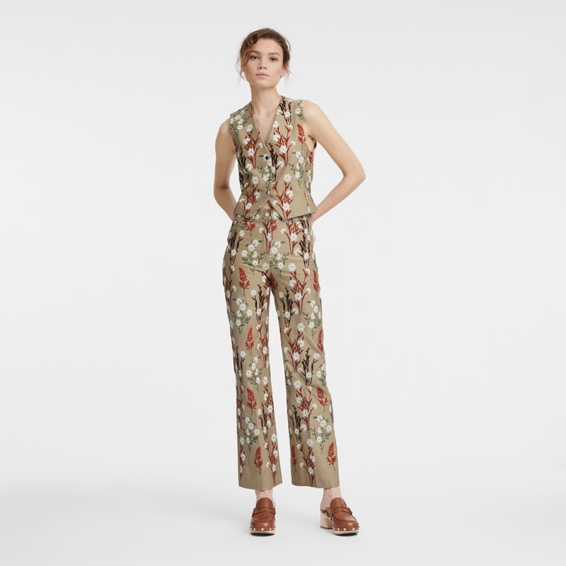 Longchamp Embroidered Trousers Oat | YJ6950832