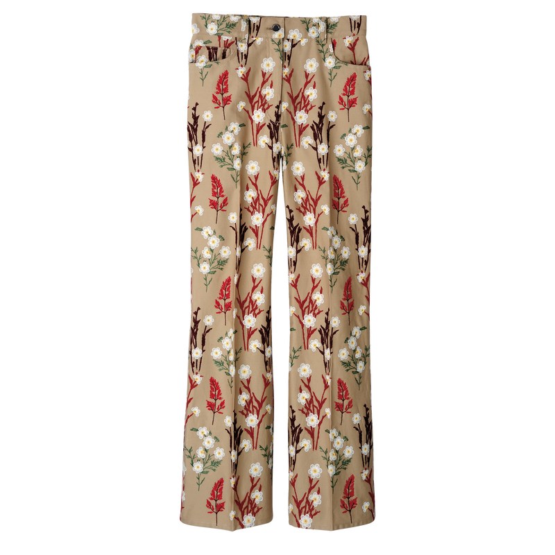 Longchamp Embroidered Trousers Oat | YJ6950832