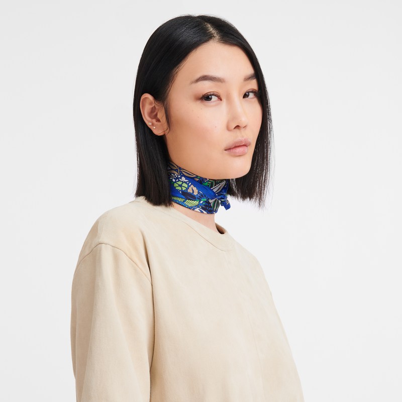 Longchamp Forêt Longchamp Silk Scarf 50 Azules | WG0782961