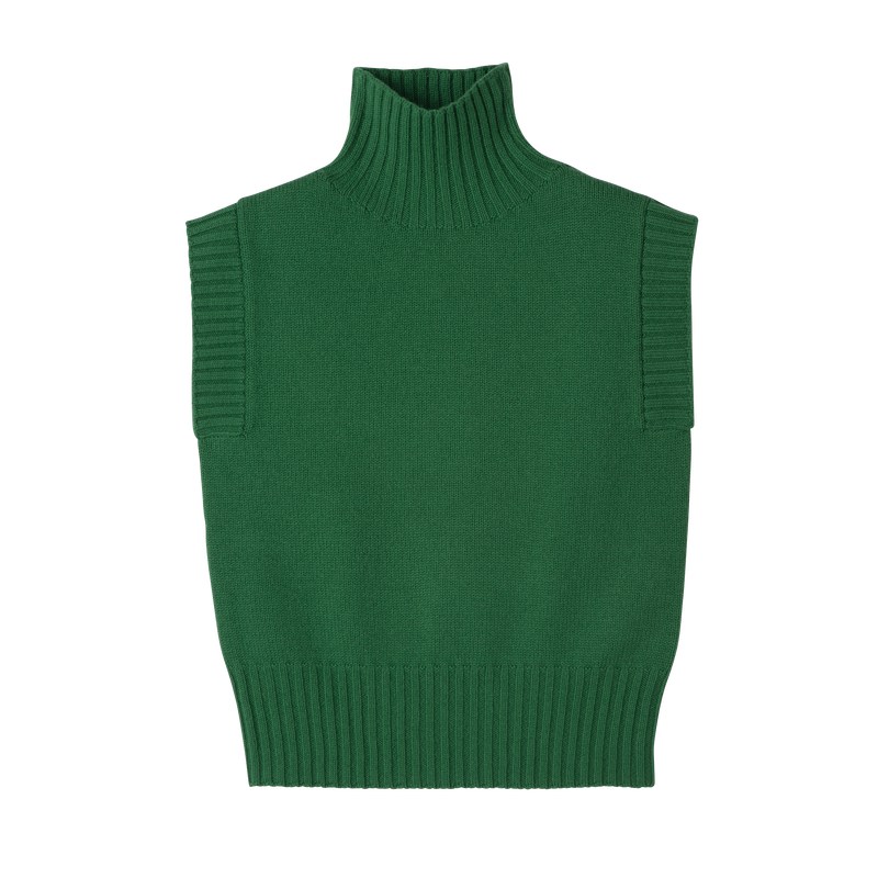 Longchamp High Collar No Sleeve Jumper Verde | CO1364507