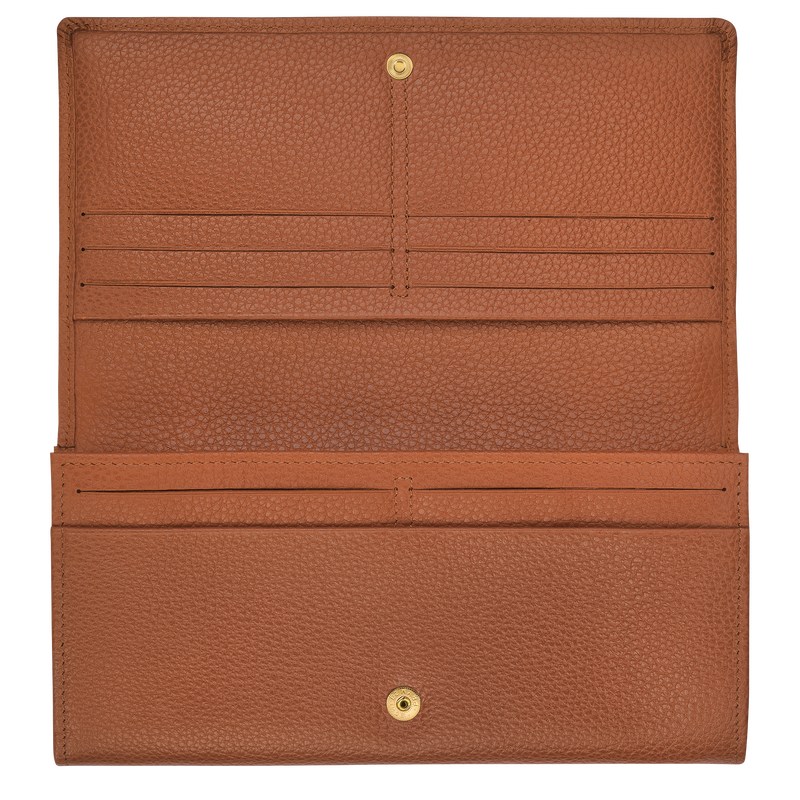 Longchamp Le Foulonné Continental Wallet Caramel | EV4792185