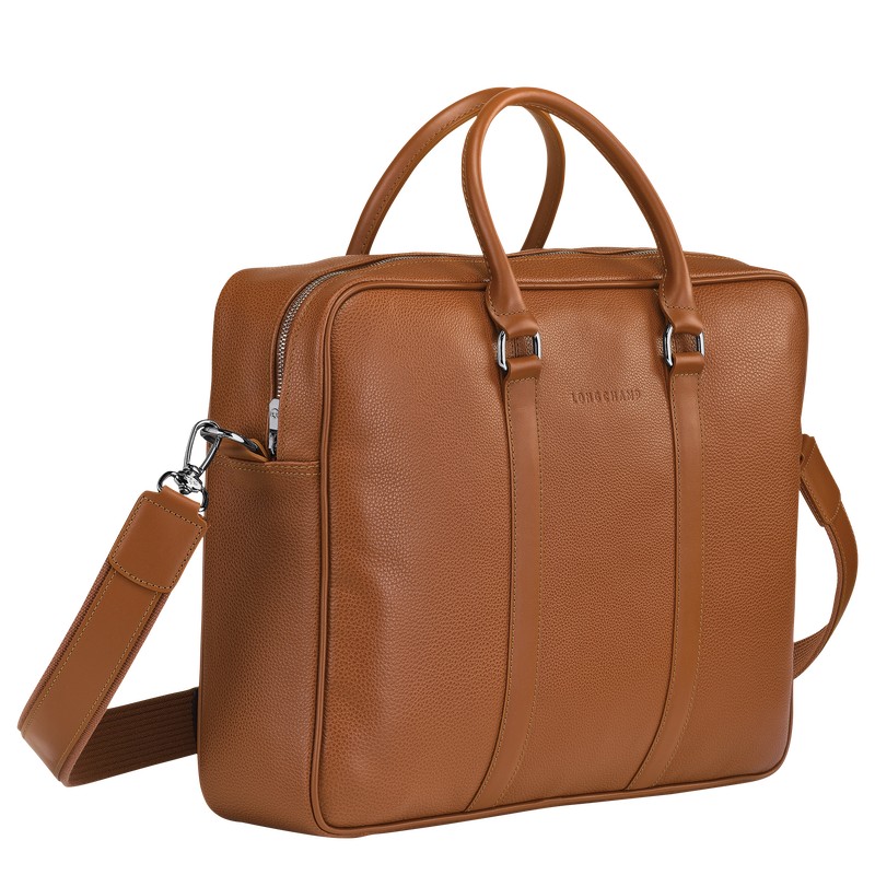 Longchamp Le Foulonné M Briefcase Caramel | KZ4619270