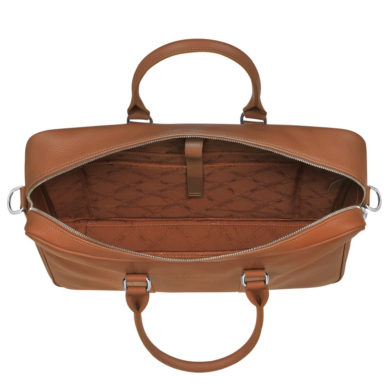 Longchamp Le Foulonné M Briefcase Caramel | KZ4619270