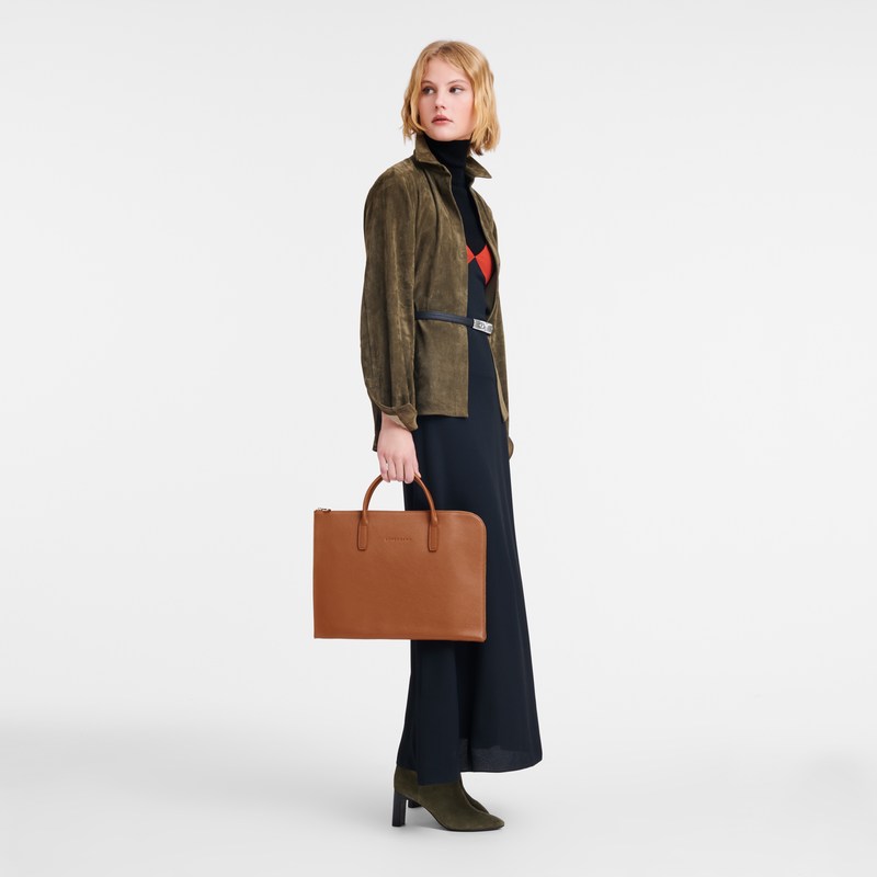 Longchamp Le Foulonné S Briefcase Caramel | ON1970482