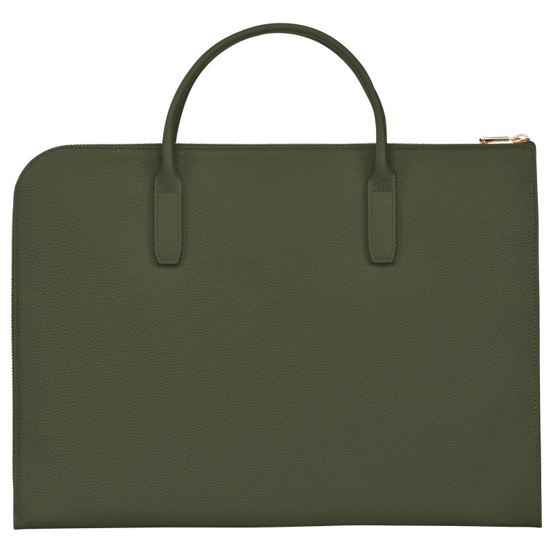 Longchamp Le Foulonné S Briefcase Kaki | GI7315689