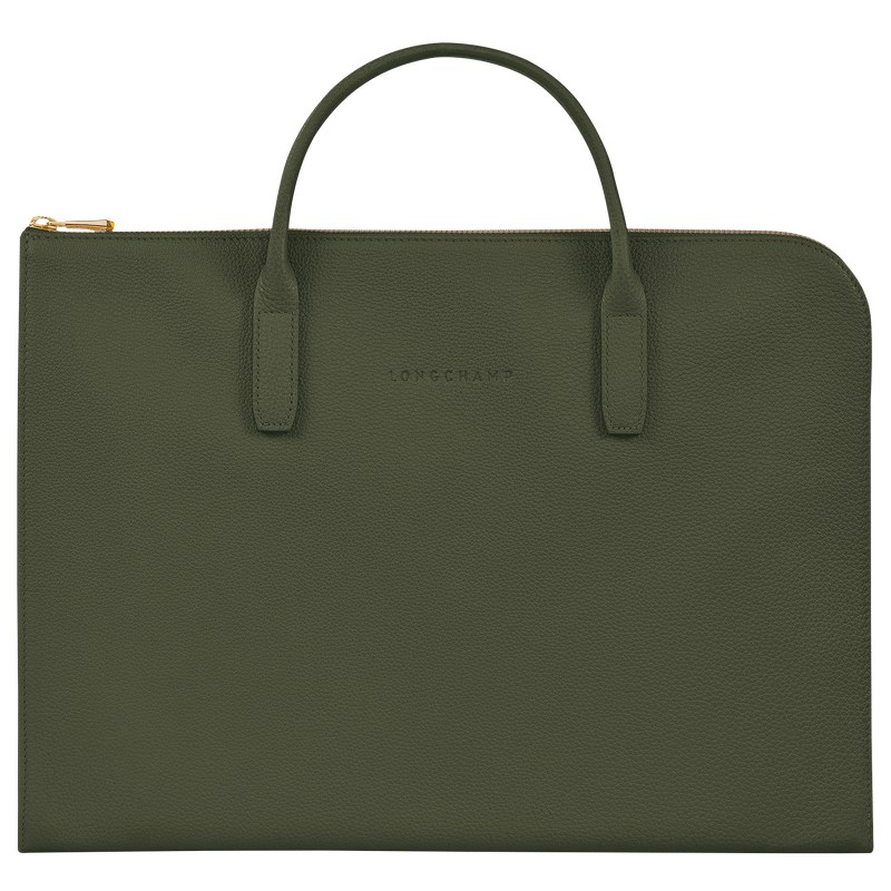 Longchamp Le Foulonné S Briefcase Kaki | GI7315689