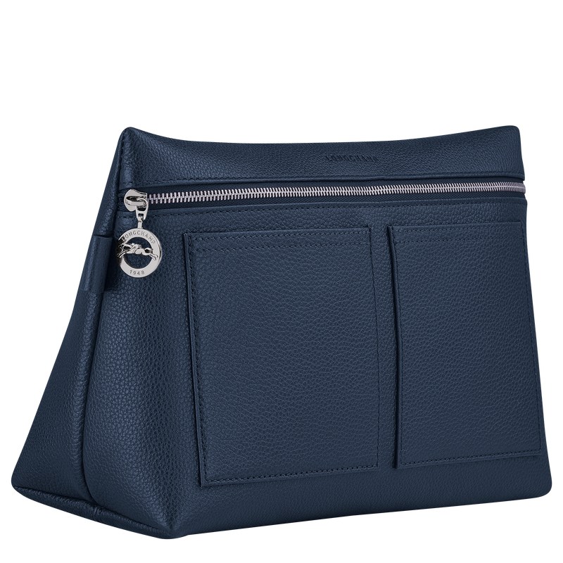 Longchamp Le Foulonné Toiletry Case Azul Marino | IU8329154