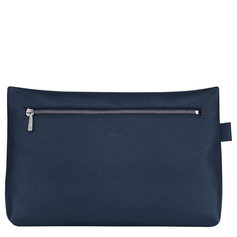 Longchamp Le Foulonné Toiletry Case Azul Marino | IU8329154