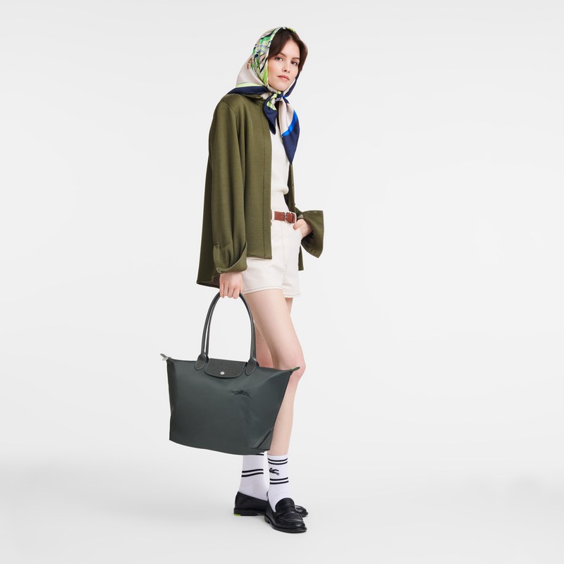 Longchamp Le Pliage Green L Tote Bag Graphite | ET0187543