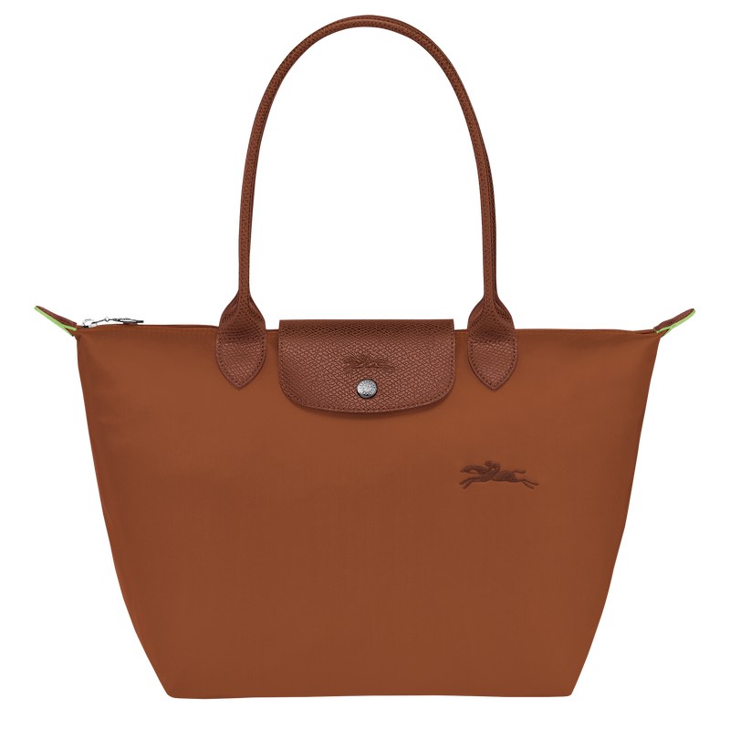 Longchamp Le Pliage Green M Tote Bag Cognac | EH8906345