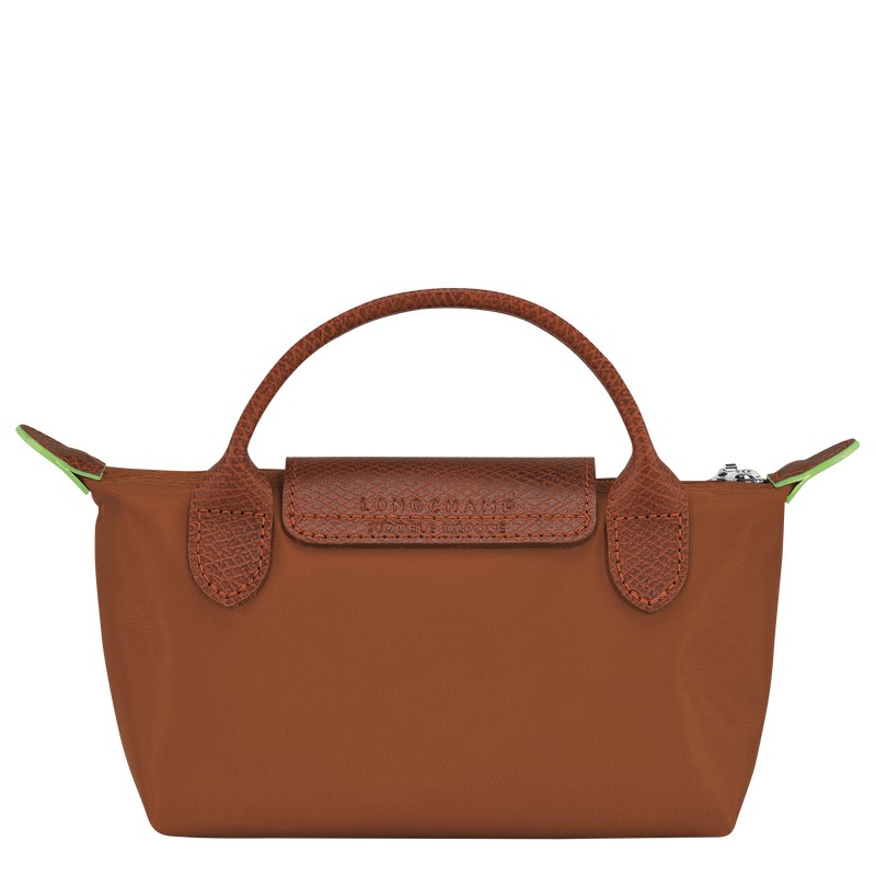 Longchamp Le Pliage Green Pouch With Handle Cognac | UV0481296