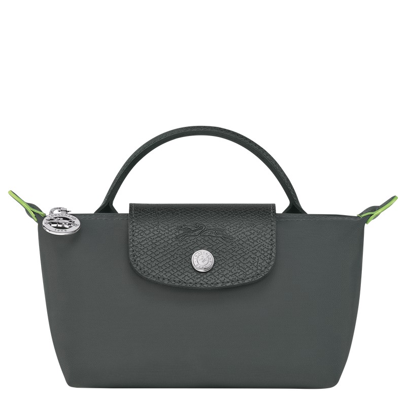 Longchamp Le Pliage Green Pouch With Handle Graphite | WA3712905