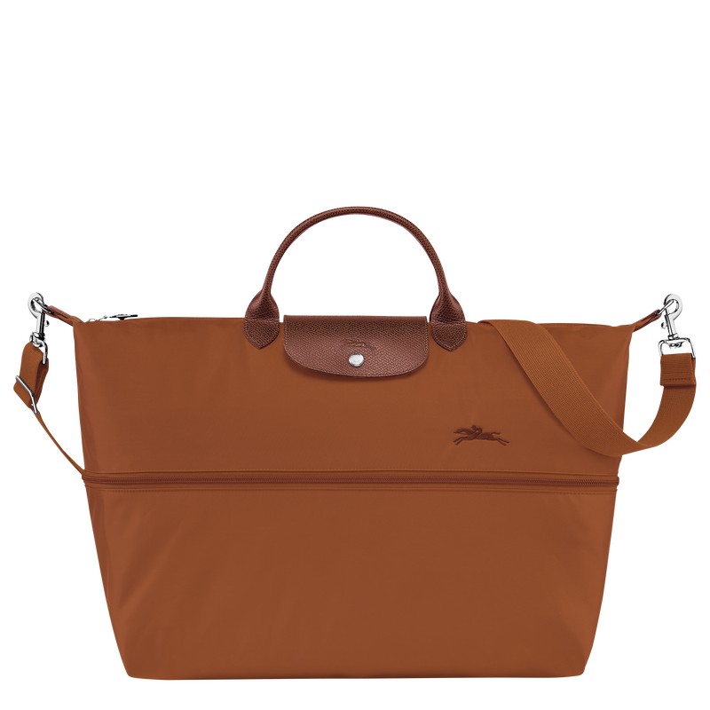 Longchamp Le Pliage Green Travel Bag Expandable Cognac | JI5967032