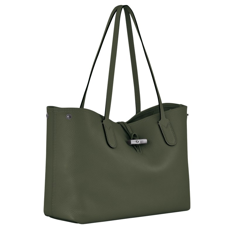 Longchamp Le Roseau Essential L Tote Bag Kaki | QK9476583