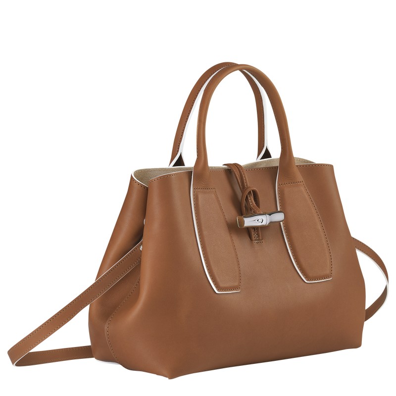 Longchamp Le Roseau M Handbag Cognac | KJ2147053