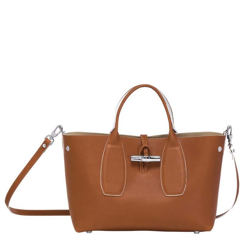 Longchamp Le Roseau M Handbag Cognac | KJ2147053