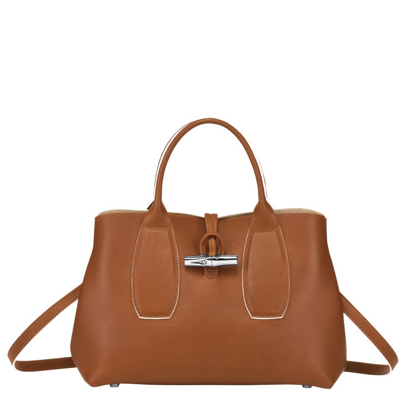 Longchamp Le Roseau M Handbag Cognac | KJ2147053