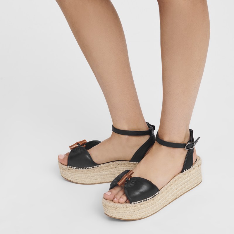 Longchamp Le Roseau Wedge Espadrilles Negras | HE1645729