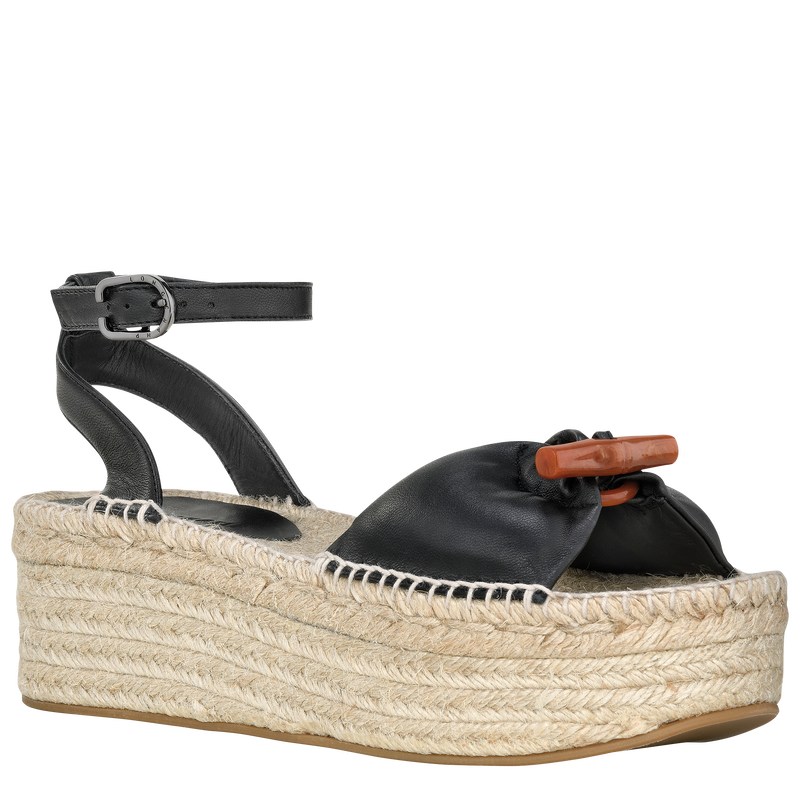 Longchamp Le Roseau Wedge Espadrilles Negras | HE1645729