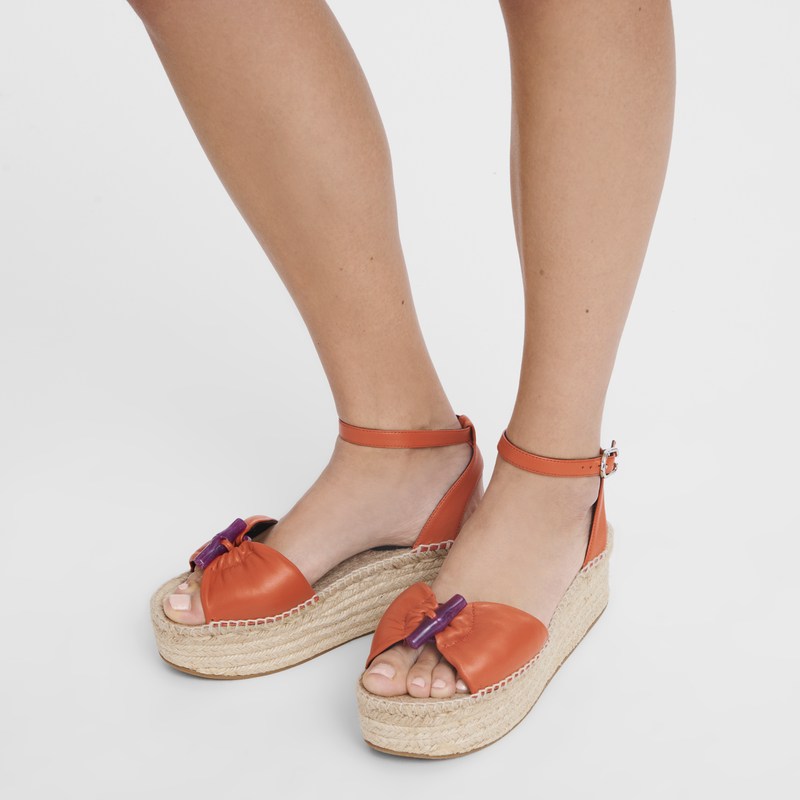 Longchamp Le Roseau Wedge Espadrilles Sienna | EN7390625