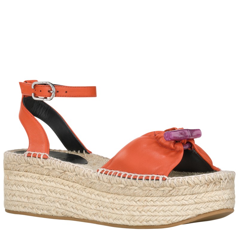 Longchamp Le Roseau Wedge Espadrilles Sienna | EN7390625