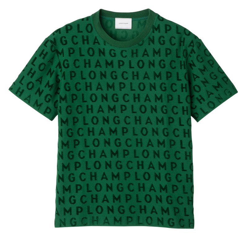 Longchamp Logo Large T-shirt Verde | IX8190453