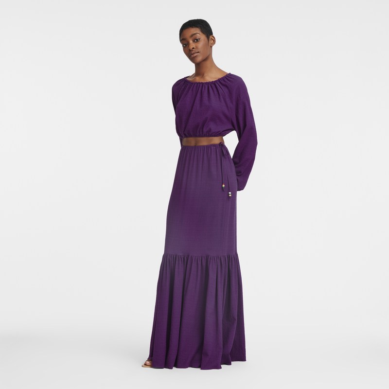 Longchamp Long Skirt Violet | SX7315026