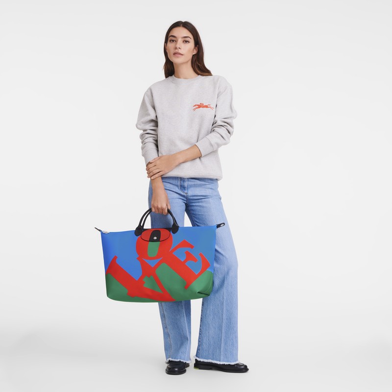 Longchamp Longchamp X Robert Indiana Travel Bag Rojas Azul Marino | UA4592806