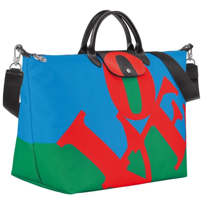 Longchamp Longchamp X Robert Indiana Travel Bag Rojas Azul Marino | UA4592806