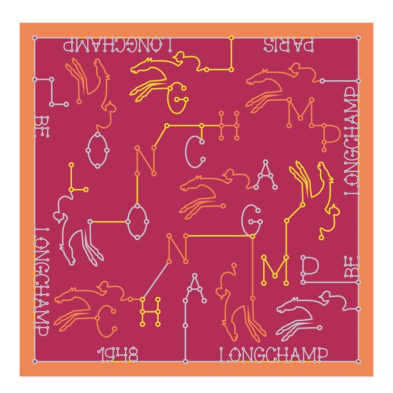 Longchamp Parcours Longchamp Silk Scarf 50 Magenta | TY1920853