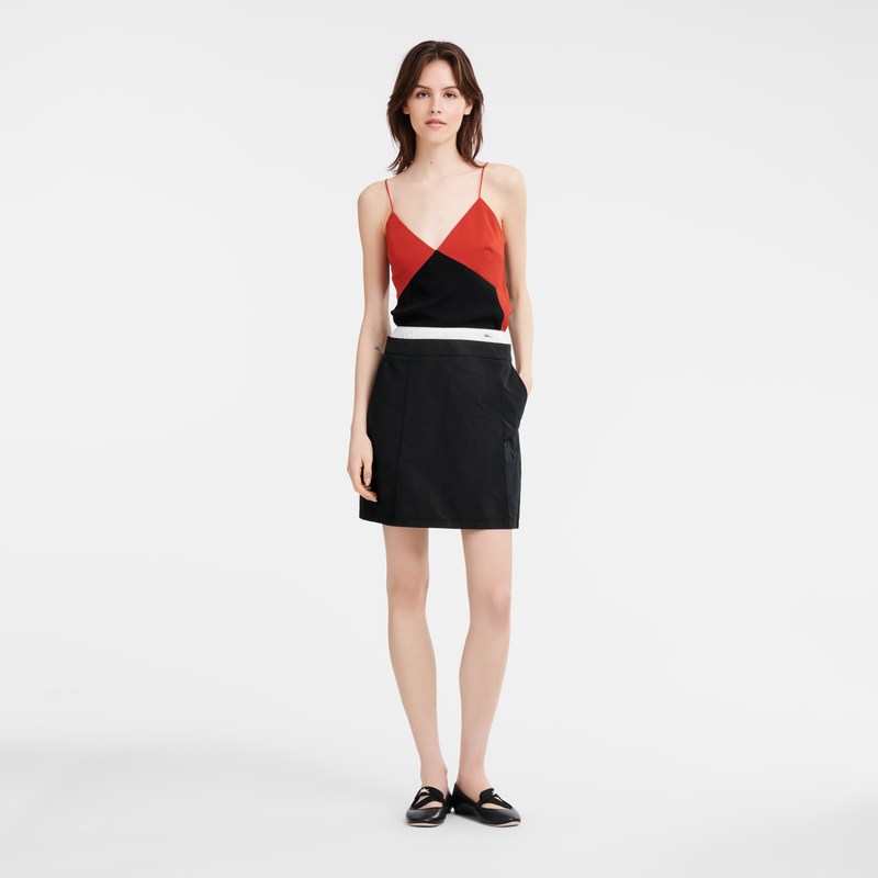 Longchamp Short Skirt With Belt Patch Negras | DH2175396