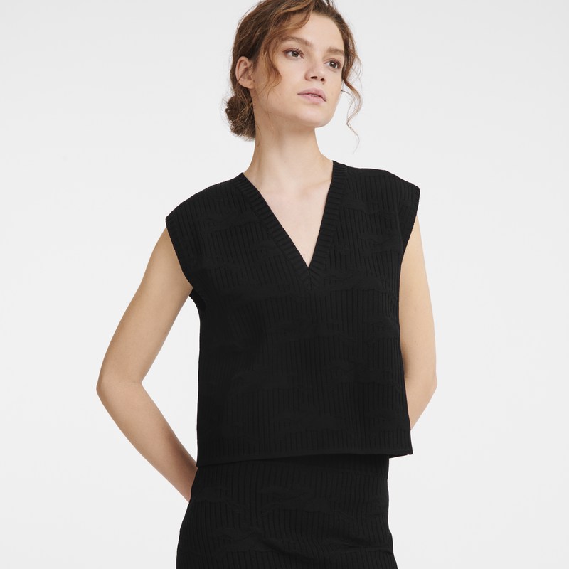 Longchamp Sleeveless Sweater Negras | UK5936048