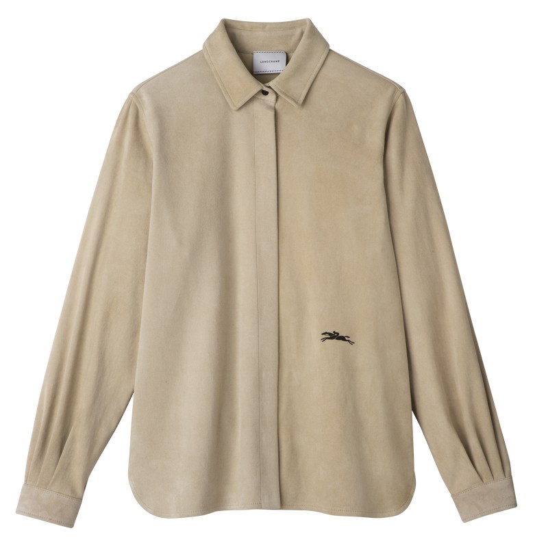 Longchamp Straight Leather Shirt Linen | LX3280147