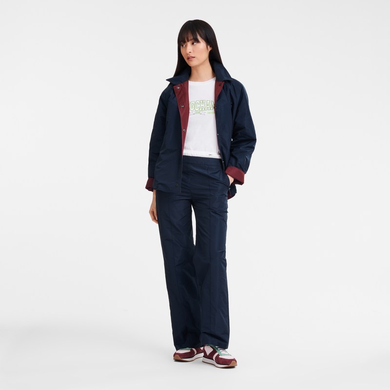 Longchamp Straight Pants With Patch Azul Marino | SA7685290