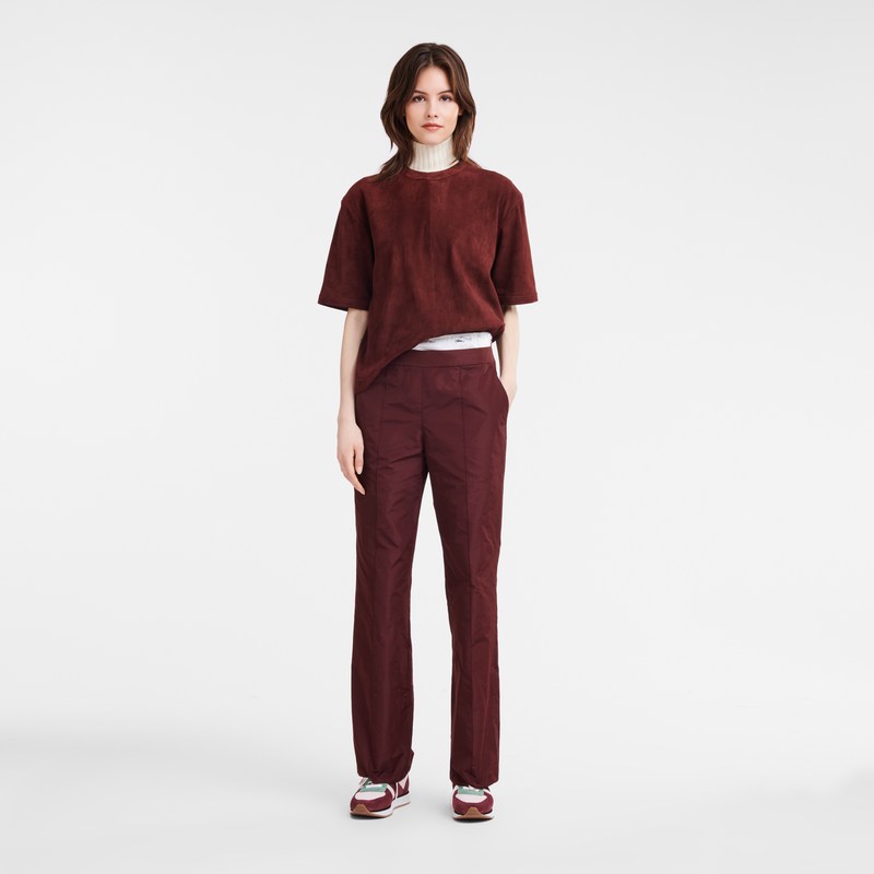 Longchamp Straight Pants With Patch Burdeos | RD1063928