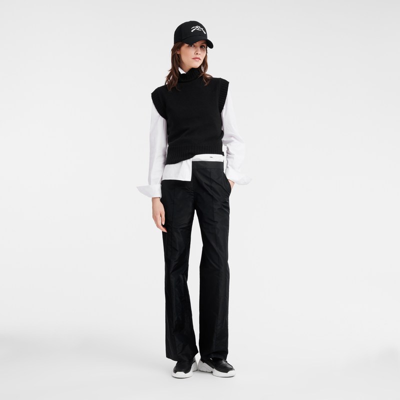 Longchamp Straight Pants With Patch Negras | ZV6870154